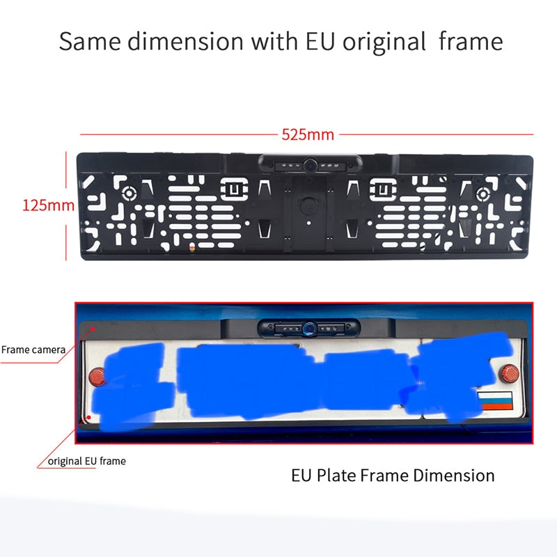 New Arrival!Dynamic Trajectory European License Plate Frame Rear View Camera System With Night Vision IR Lights