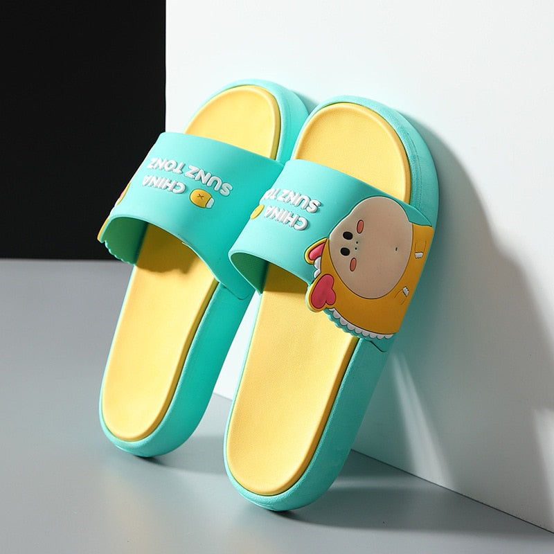 Summer Slippers Women Men Sandal Cute Shoes Non-Slip Thick Sole Flip Flops Bathroom Home Indoor Beach Pool Female Couple Slides