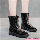 Thicken plush Waterproof Snow Boots Women's Short Boots Wild Joker White Botties Warm Botas Winter Shoes Black White Front Zip