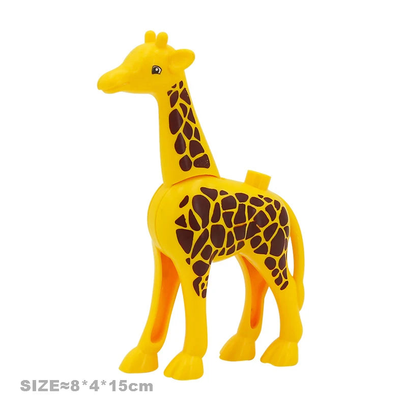 Big Building Blocks Animal Locking Giraffe Deer Chicken Elephant Compatible Sets Bricks Home Educational Toys For Children Gift