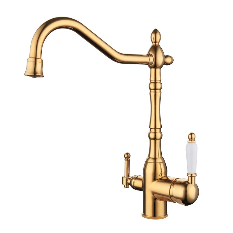 Rolya Victoria Antique Bronze/Gold/ORB 3-in-1 Kitchen Faucet Purified Water 3 Way Kitchen Tap Oil Rubbed Bronze