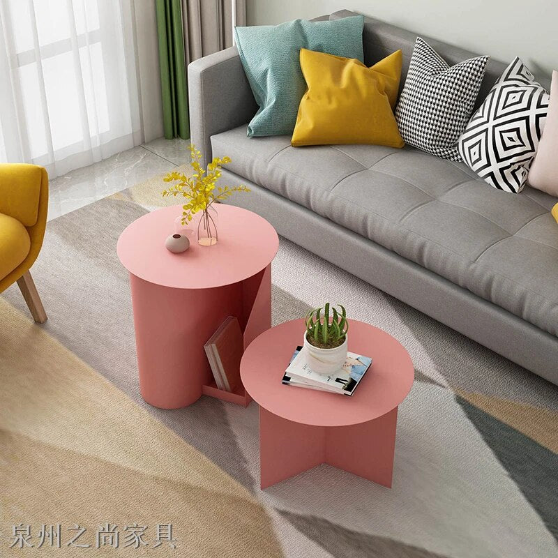 Nordic Luxury Iron Art Small Coffee Table Simple Modern Bedroom Bedside Table Round Table Sofa Creative Corner Table L