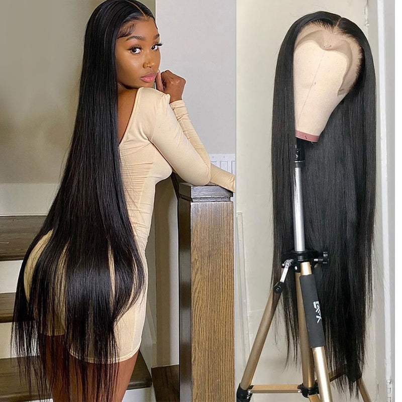 30 40 Inch Straight Lace Front Wig 13x4 Hd Lace Frontal Preplucked High Density Wigs For Women Brazilian Straight Human Hair Wig