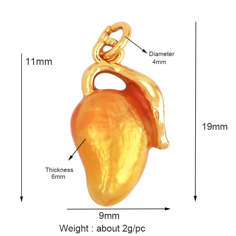 3D Fruit Strawberry Grape Mango Pineapple Water Melon Cherry Banana Charm Pendant , Jewelry Necklace Bracelet Making Supply M15
