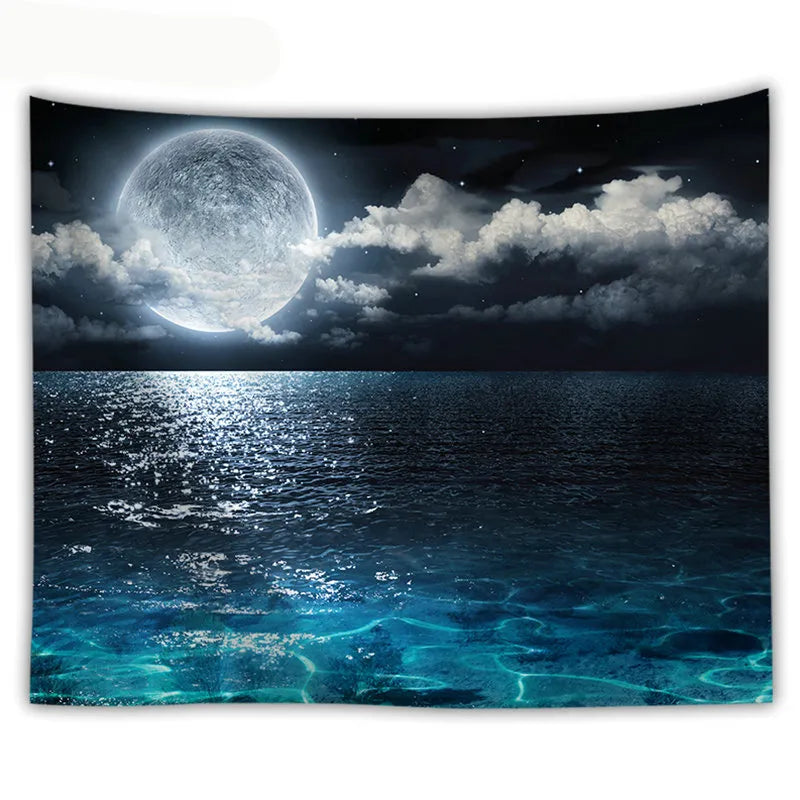 ocean moon tapestry nature dorm decor wall hanging farmhouse drop shipping  fabric wall cloth tapestries