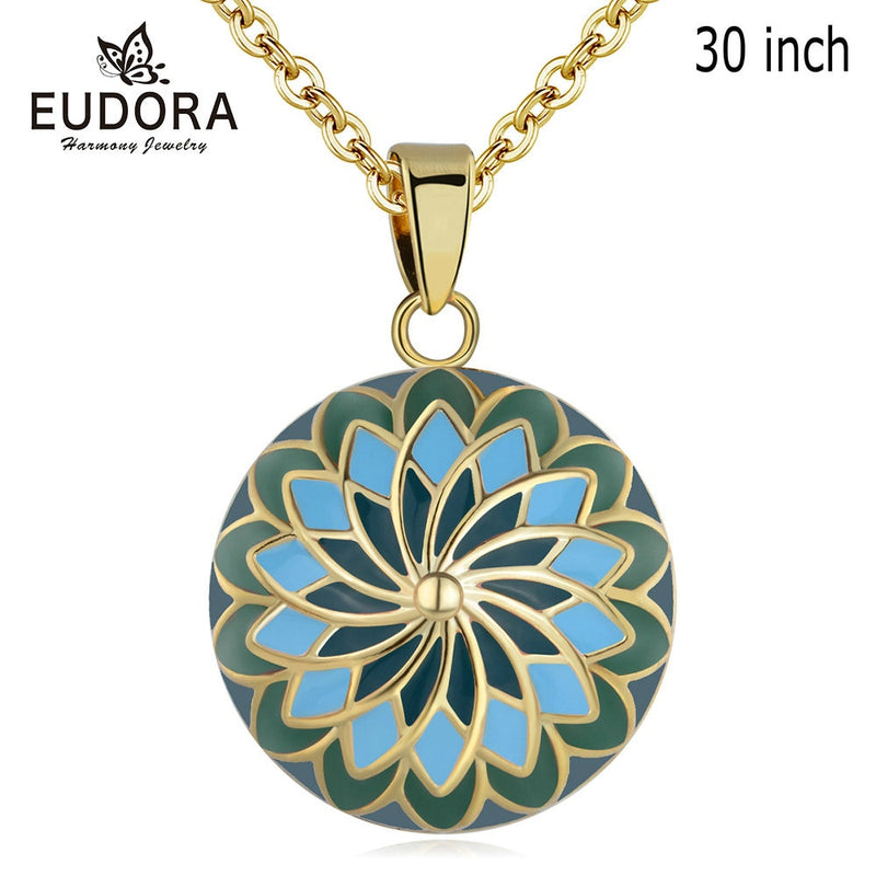 Eudora Angel Ball Harmony Caller green Flower 20 mm Sound Music Ball for Mexican Pendants Maternity Necklace Baby Gifts Jewelry