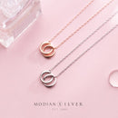Modian New Irregular Geometric Round Interlock Sterling Silver 925 Pendant Necklace for Women Link Chain Fine Jewely Girl Gift