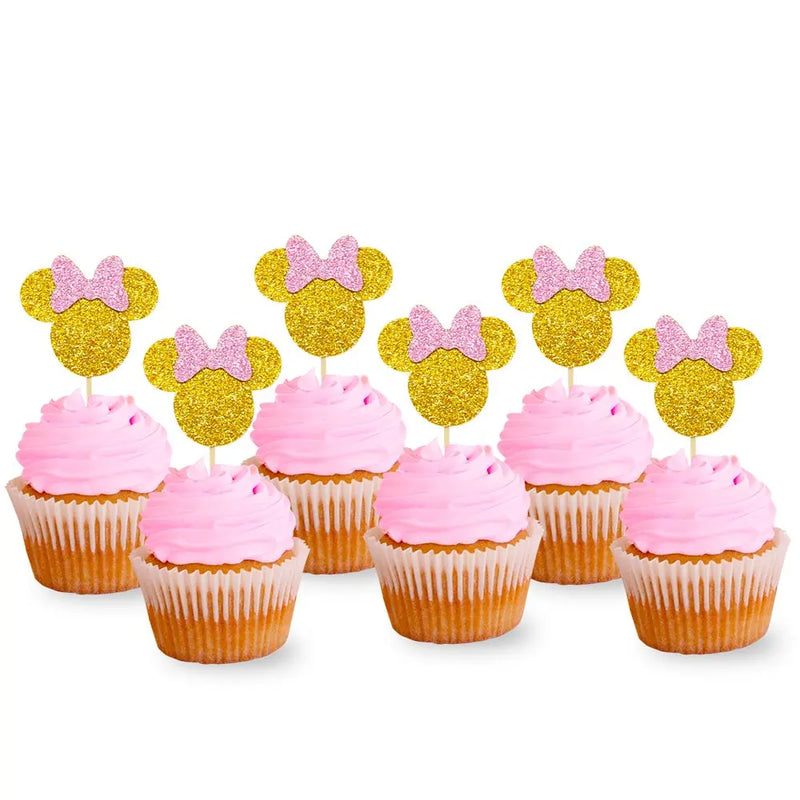 Minnie Mouse Pink Cake Topper And Cupcake Topper 1st Birthday Party Supplies Decorations For Baby Girl Favor Birthday Cake Decor