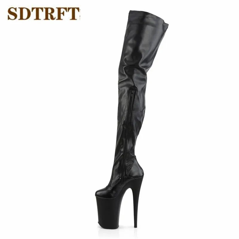 SDTRFT Spring Autumn Fashion Botas Mujer 23cm Thin High Heels Over The Knee Boots Round Toe Lace Up Shoes Woman Wedding Pumps