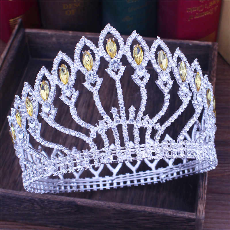 Crystal Queen Wedding Tiara Crown Bridal Pageant Hair Ornaments Baroque Diadem Headpiece Women Bride Head Jewelry Accessories