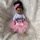 55CM reborn doll lifelike real soft touch full body silicone saskit doll in medium black skin high quality rooted hair bath toy