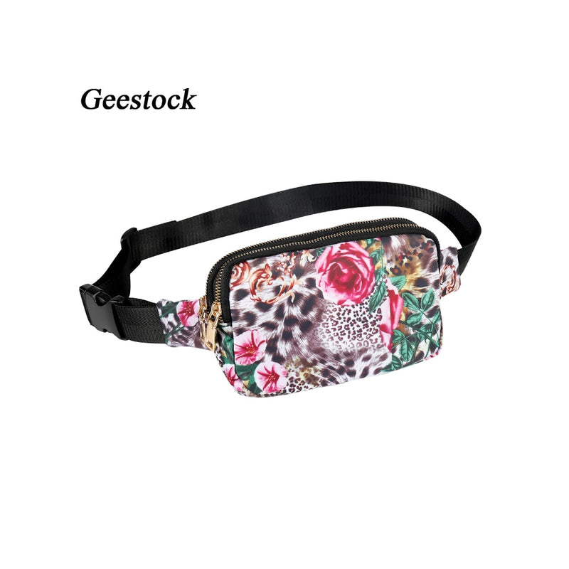 Geestock Women Waist Pack Black Bum Bag Festival Dual Zipper Belt Bag luLuxury Designlu Fashion Fanny Pack for Hiking Running