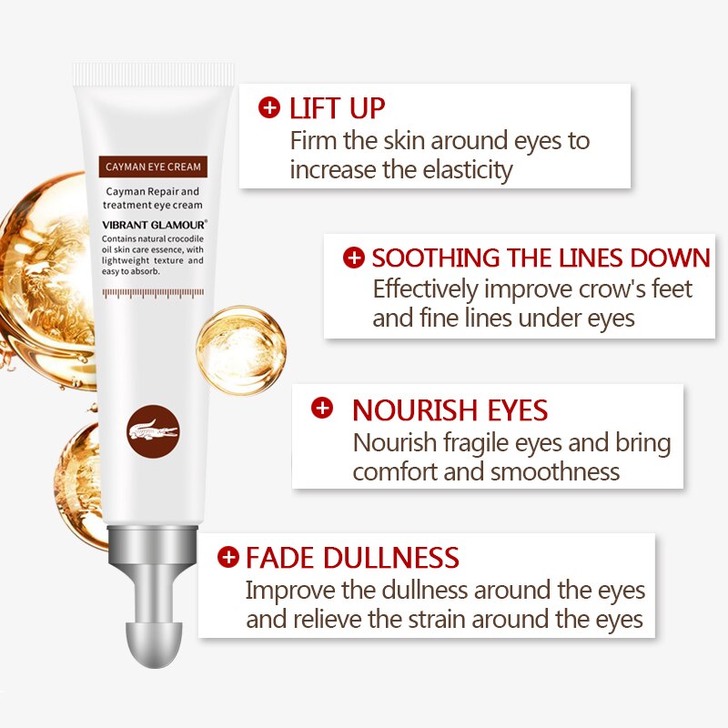 VIBRANT GLAMOUR Eye Cream Peptide Collagen And Crocodile  Anti-Wrinkle Remover Dark Circles Against Puffiness Bags Eye Care 2PCS