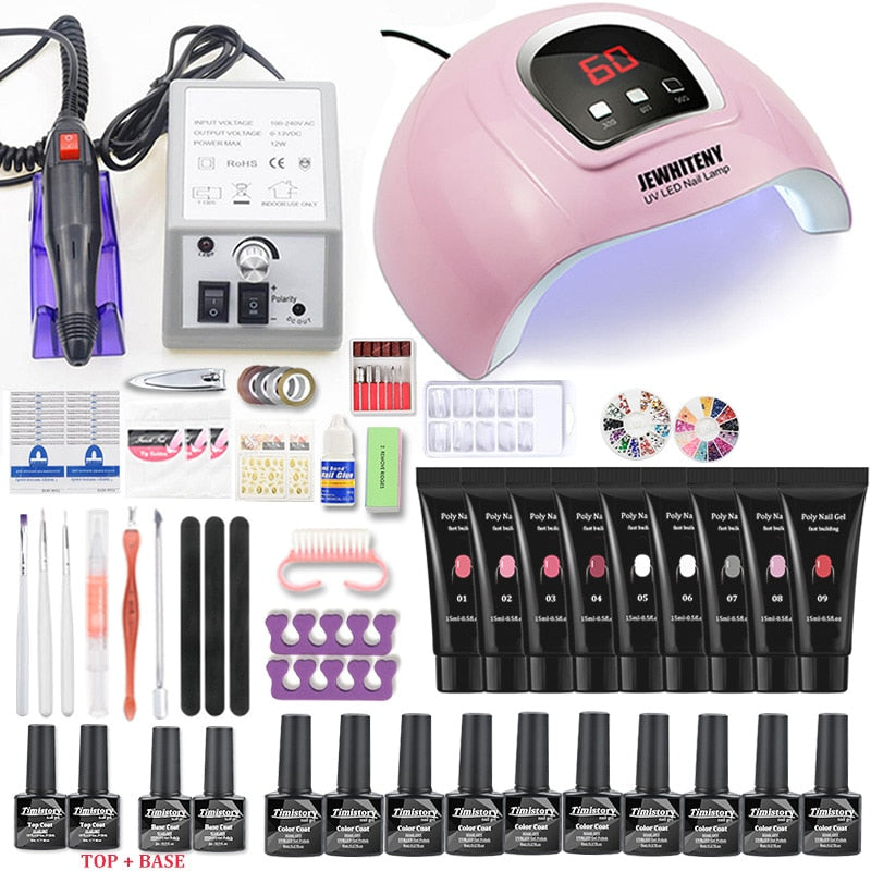 Nail Set 114W/54W UV LED Nail Lamp Dryer 20000RPM Machine Polish Nail Drill And Nail Extension Crystal Paste Nail Art Kit