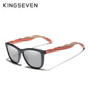 Genuine KINGSEVEN New Fashion Trend Design Women Sunglasses Men Gradient Multi Color Natural Wood Mirror Lens Sun Glasses Oculos