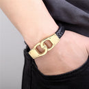 New Fashion Simple Style Stainless Steel Men's Leather Bracelet Multicolor Handcuffs Leather Bracelet Boy Handsome Birthday Gift
