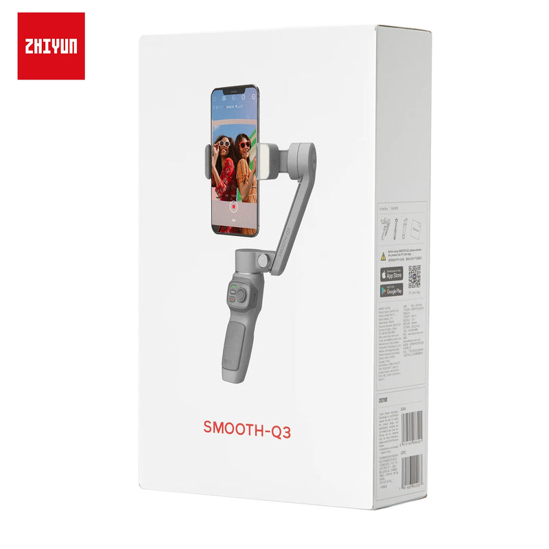 Zhiyun Smooth Q3 Smartphones Gimbal 3-Axis Handheld Stabilizers for Smartphones iPhone/Samsung/Huawei/Xiaomi/Action Camera