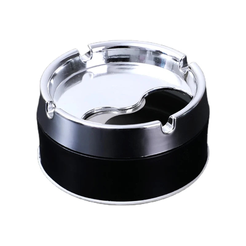 Stainless Steel Ashtray Round Windproof Ashtrays with Rotating Lid for Home Garden Outdoor Indoor Smoking Accessory