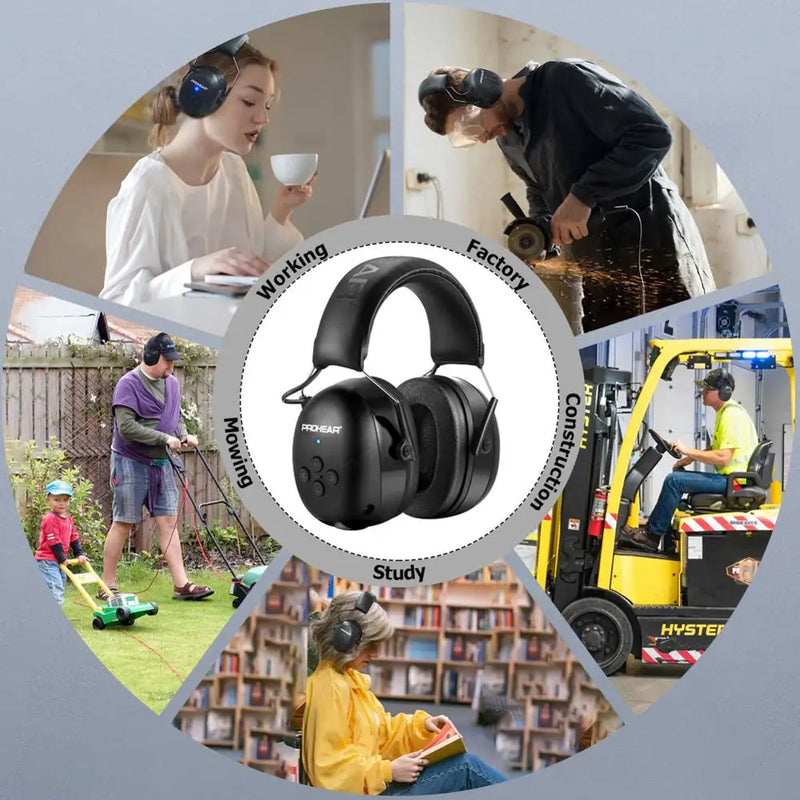 ZOHAN Electronic Headphone 5.0 Bluetooth Earmuffs Hearing Protection Headphones for Music Safety Noise Reduction Charging