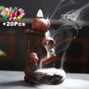 With 10Cones Free Gift Waterfall Incense Burner Ceramic Incense Holder,Option for Mixed Incense Cones (Burner Size L and Size M)