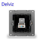 Delviz Computer-Kabel-Wandsteckdose, hochfestes gehärtetes Glas, RJ45-Moduladapter-Panel, CAT5E-Kabelnetzwerk-Schnittstellensteckdose