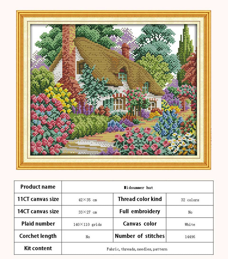 Leisurely Cabin House Scenery Patterns Counted 11CT 14CT Cross Stitch Sets DIY Cross-stitch Kit Embroidery Needlework Home Decor