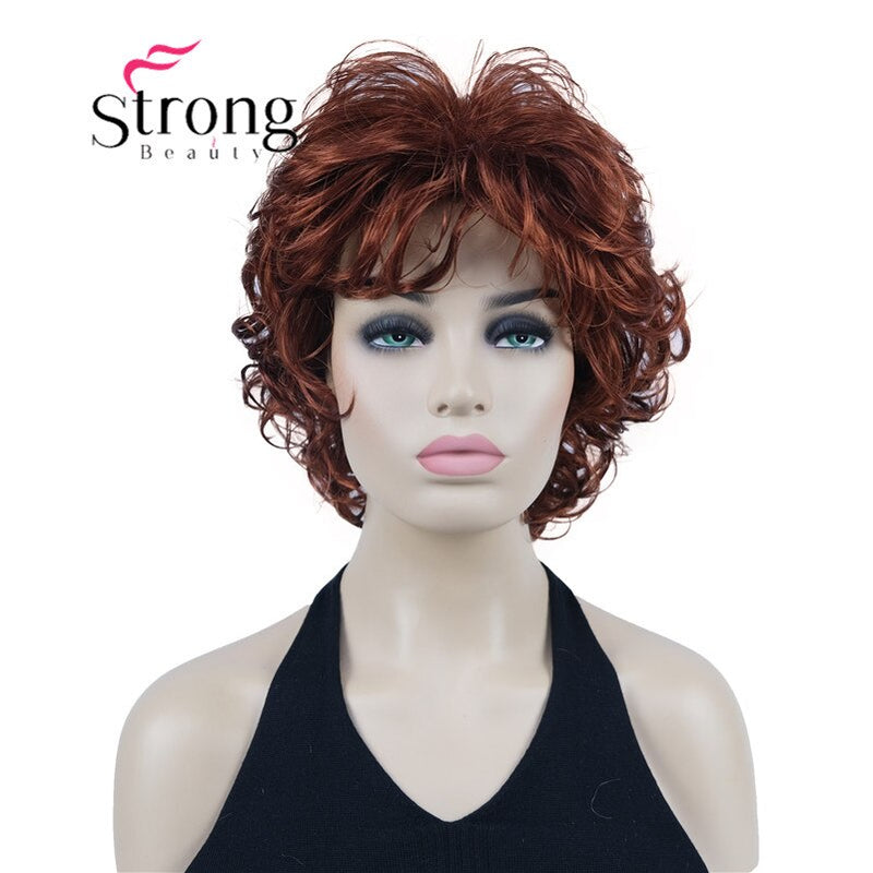 StrongBeauty Short Wig Soft Tousled Curls Blonde Highlights Full Synthetic Wigs COLOUR CHOICES