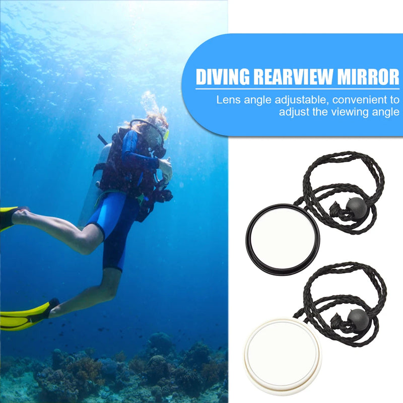 360 Degree Rearview Mirror Diving Gear Scuba Diving Adjustable Rearview Mirror With Lanyard Rope Safety Swimming Accessories