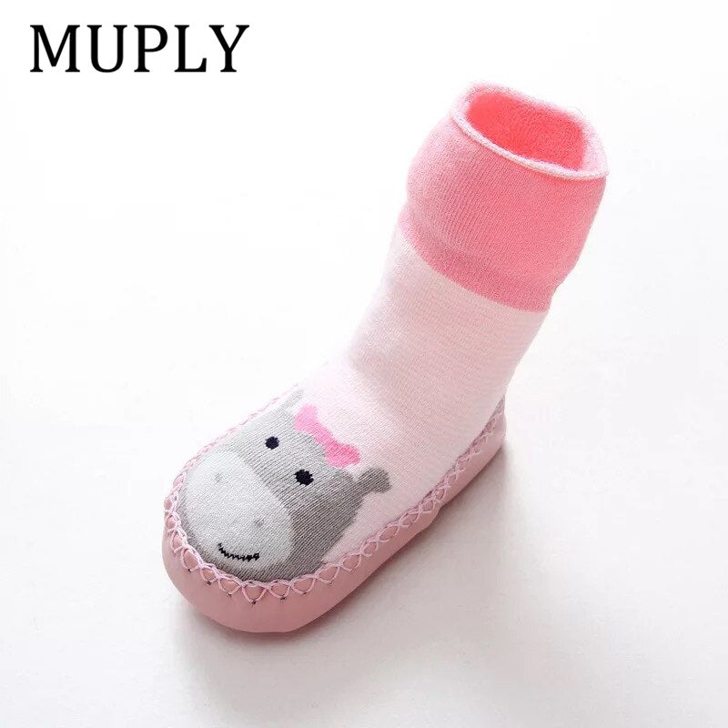 Infant Socks For Baby Warm Booties Sock With Rubber Soles For Newborn Toddler Baby Girl Boy Socks Kids Winter Sock Terry Sliper