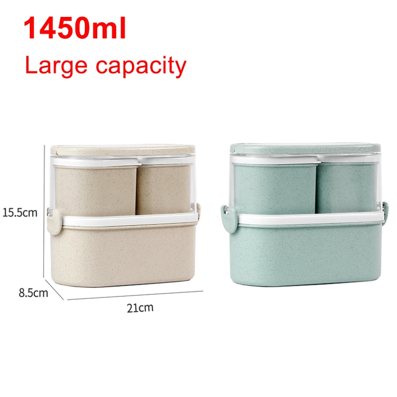 1450ML lunch box high food container eco friendly bento box  lunch japanese food box lunchbox meal prep containers wheat straw