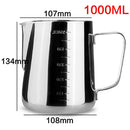 Milchaufschäumkännchen aus Edelstahl Espressokännchen Barista Craft Kaffeelatte Milchaufschäumkännchen Kanne 350 600 1000ml