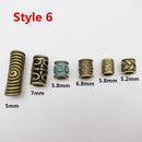 6Pcs/Pack mix Bronze Viking Rune hair braid dread beard dreadlock beads rings tube for hair accessories