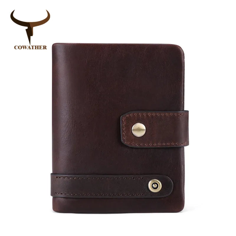 COWATHER short style men wallet top quality cow genuine leather male purse vintage fashion design cowhide wallets free shipping