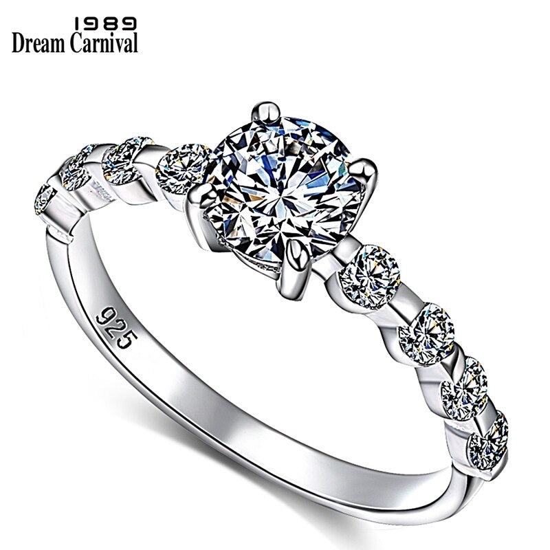 DreamCarnival 1989 New Wedding Party White Cubic Zircon Jewelry Design Silver Ring for Women Girl Friend Anillos Mujer SJ22546