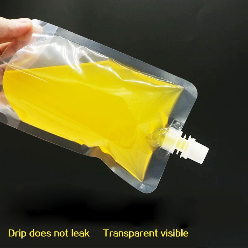 100 Pack, Stand-up Plastic Drink Packaging Bag Spout Pouch For Beverage Liquid Juice Milk Coffee