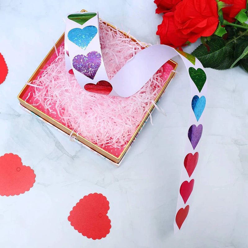 50-500pcs Valentine's Day Paper Packaging Sticker Red Heart Shape Labels Candy Dragee Bag Gift Box Packing Bag Wedding