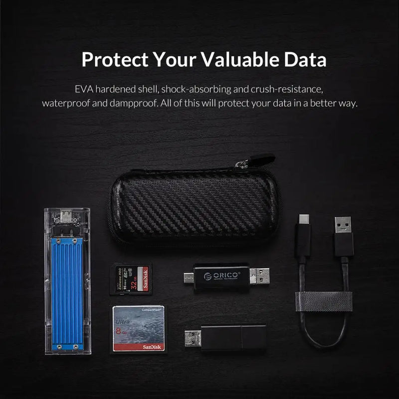 ORICO M.2 Hard Disk EVA Portable HDD Storage Protection Bag for External M.2 Hard Drive/Earphone/Data Line HDD Case