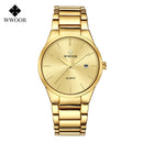 WWOOR Luxury Watch Men Business Sports Mens Quartz Wristwatches Gold Stainless Steel Waterproof Automatic Date Relogio Masculino