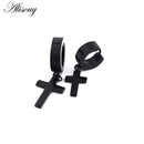 Alisouy 2pcs Women Men's Stainless Steel Dropping Earrings Black/Silver Color Cross Gothic Punk Rock Style Pendientes Mujer Moda