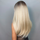 GEMMA Ombre Braun Blond Lange Glatte Synthetische Perücken mit Pony Cosplay Perücke für Frauen Hochtemperatur Natürliche Falsche Haare