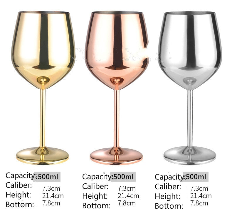 304 stainless steel copper plated single-layer goblet cocktail glass 500 ml wine glass champagne glass