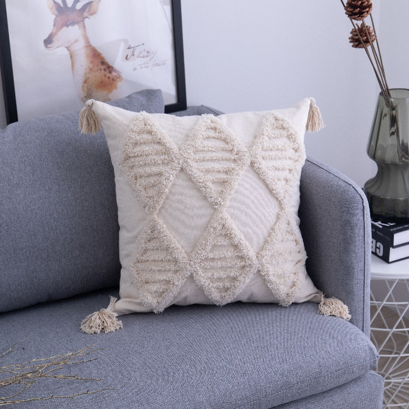 Bohemian Cushion Cover Geometric Pillow Cover With Tassels Modern Pillow Case for Sofa Decor Pillowcase