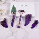 Amethyst Massager Natural Stone Facial Roller Gua Sha Tools Set SPA Acupuncture Scraping Crystal Body Face Health Care Massage