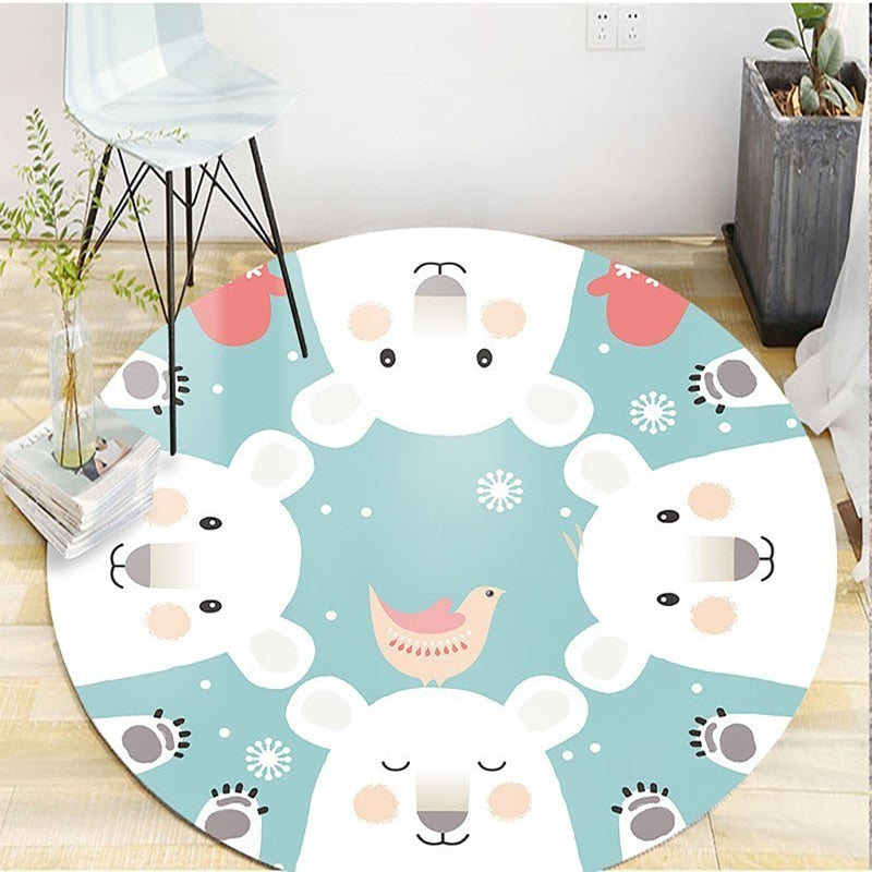 5 Sizes Kids Romm Decorative Round Carpet Fashion Cartoon Rabbit Round Area Rugs Parlor Girls Pink Bedroom Floor Mat Anti-slip