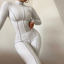 Habbris Fall Ribbed Black Jumpsuit Women Turtleneck Long Sleeve Jumpsuit White Bodycon Jumpsuit Winter One Piece Outfits Women