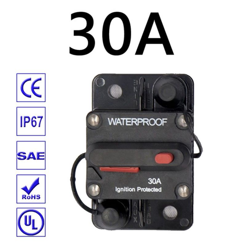 30A 40A 50A 60A 70A 80A 100A 120A 150A 200A 250A 300A AMP Circuit Breaker Fuse Reset 12-48V DC Car Boat Auto Waterproof