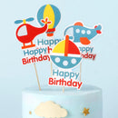 Happy Birthday Kuchen Flugzeug Auto Bus Baufahrzeug Deko Flagge Kinder Jungen Party DIY Backzubehör Cupcake Topper Baby Shower