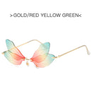 2022 Vintage Dragonfly Wings Sunglasses Fashion Rimless Women Clear Lens Eyewear Men Pink Sun Glasses UV400 Eyewear Female