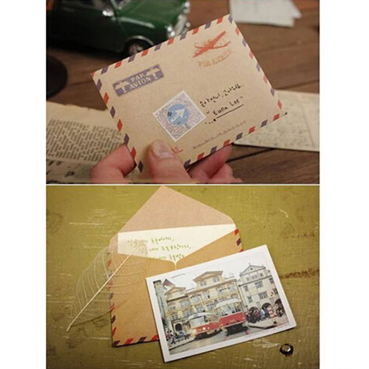 10 PCS Retro Postcard Letter Mini Gifts Envelope Stationary Storage Brown Kraft Paper Vintage Envelopes School Supplies