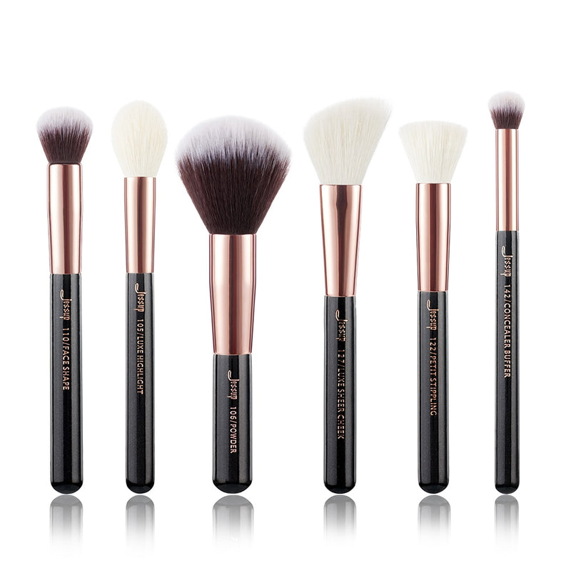 Jessup Makeup Brushes Set 6pcs Makeup Brush Natural-Synthetic Powder Contour Blush Highlighter Blend Concealer Makeup Brush Kits